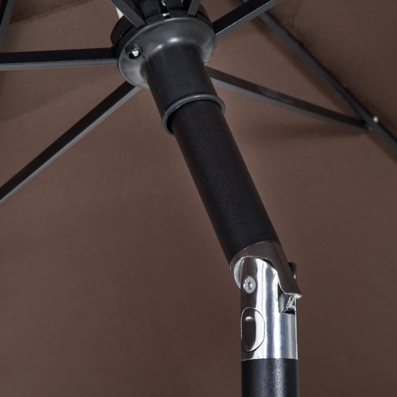 Outsunny 4-Piece Patio Dining Set with Folding Chairs, Table & Umbrella, Outdoor Furniture, Brown