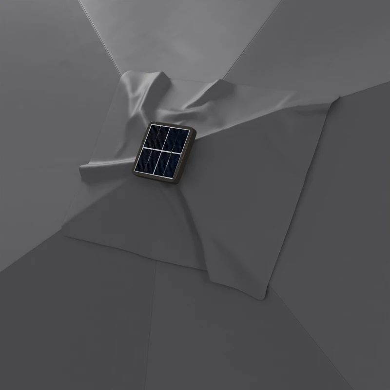 Outsunny 6.5x10ft Patio Umbrella Tilt Aluminum Outdoor Market Parasol with Solar Powered LEDs, Crank - Dark Grey