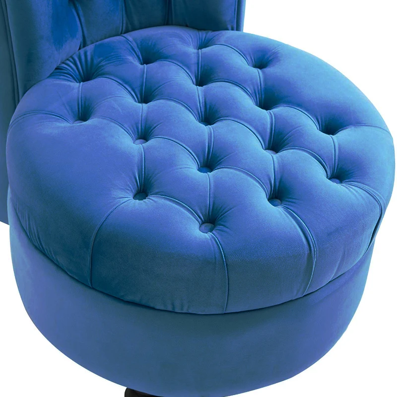 HOMCOM Retro High Back Armless Royal Accent Chair Fabric Upholstered Tufted Seat for Living Room, Dining Room and Bedroom, Blue