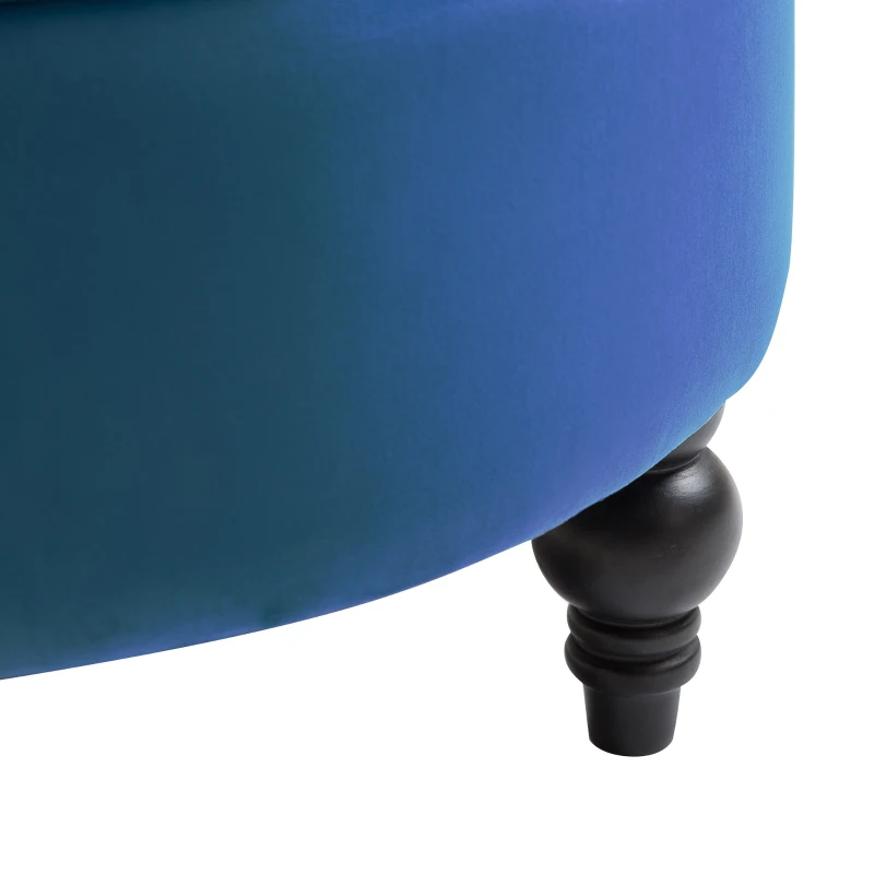 HOMCOM Retro High Back Armless Royal Accent Chair Fabric Upholstered Tufted Seat for Living Room, Dining Room and Bedroom, Blue