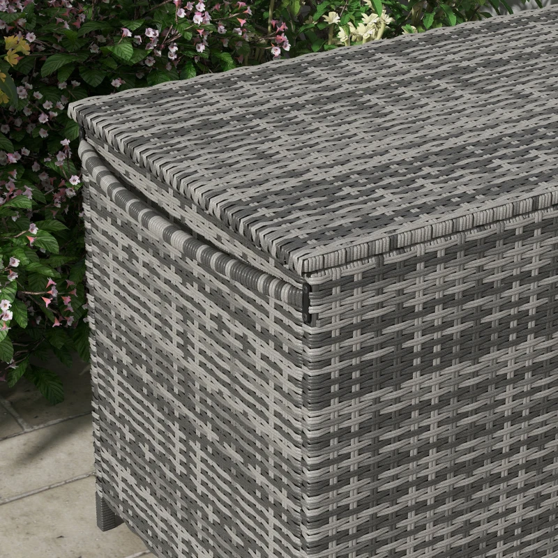 Outsunny 83 Gallon Deck Box, Gray - Large Outdoor Storage Chest on Wheels, Ideal for Garden Tools, Pool Toys & Patio Cushions
