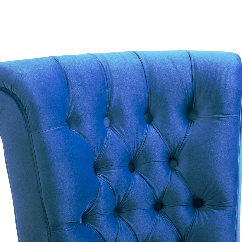HOMCOM Retro High Back Armless Royal Accent Chair Fabric Upholstered Tufted Seat for Living Room, Dining Room and Bedroom, Blue