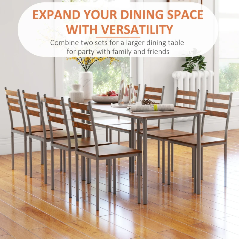 HOMCOM Modern Dining Table Set for 4, 5-Piece Kitchen Table Set, Rectangular Dining Table and 4 Chairs for Small Space, Dinette, Breakfast Nook, Brown