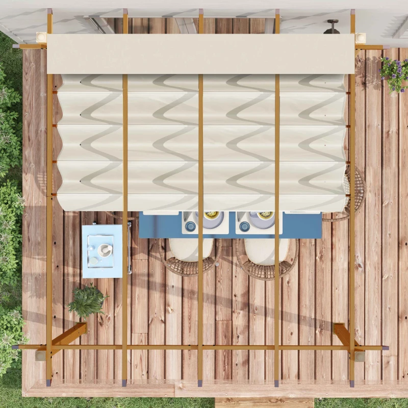Outsunny 10' x 10' Retractable Pergola Canopy, Aluminum Pergola Sun Shade Shelter for Garden, Patio, Backyard, Deck, Cream