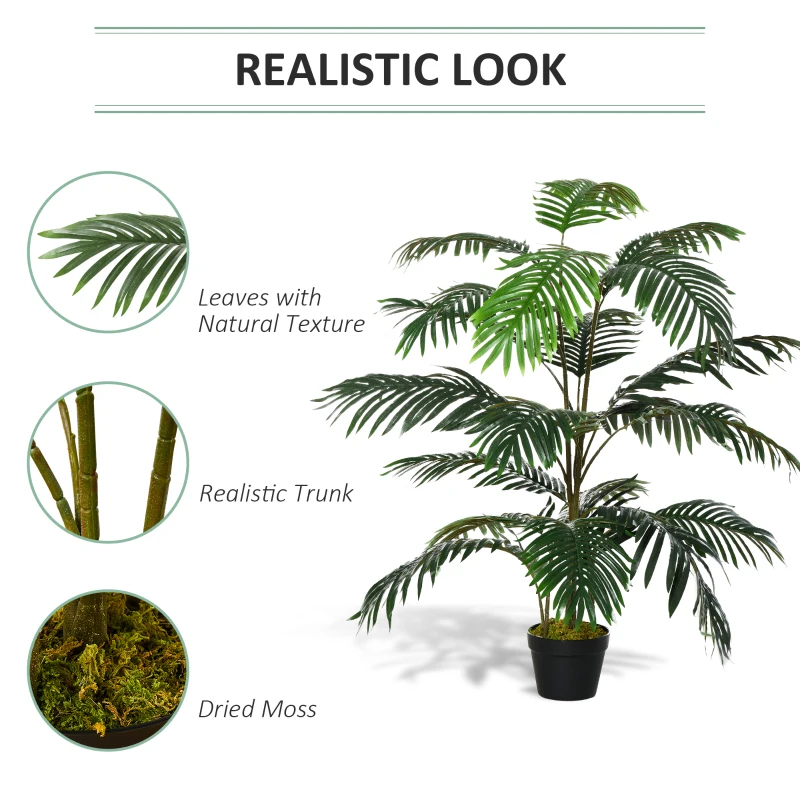 Outsunny 4.6FT Palm Tree Artificial Faux Plant with 20 Leaves in Nursery Pot for Indoor Greenery Home Office Decor