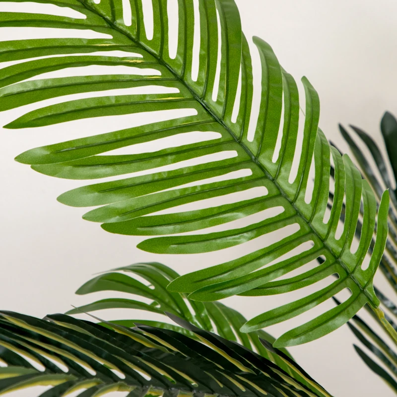 HOMCOM Artificial Tree Areca Palm Tree Fake Plants in Pot with 21 Leaves for Indoor Decor, 8"x8"x60", Green