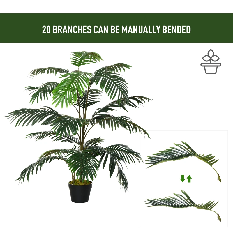 Outsunny 4.6FT Palm Tree Artificial Faux Plant with 20 Leaves in Nursery Pot for Indoor Greenery Home Office Decor
