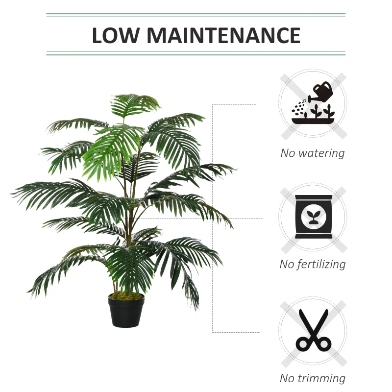 Outsunny 4.6FT Palm Tree Artificial Faux Plant with 20 Leaves in Nursery Pot for Indoor Greenery Home Office Decor