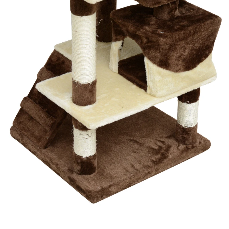 PawHut 53" Cat Tree Scratching Large Kitten Play House Multi-Level Activity Center Pet Furniture
