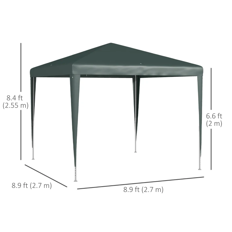 Outsunny 9' x 9' Portable Canopy Party Tent Gazebo Outdoor Sunshade for Weddings Parties with Dressed Legs, Dark Green