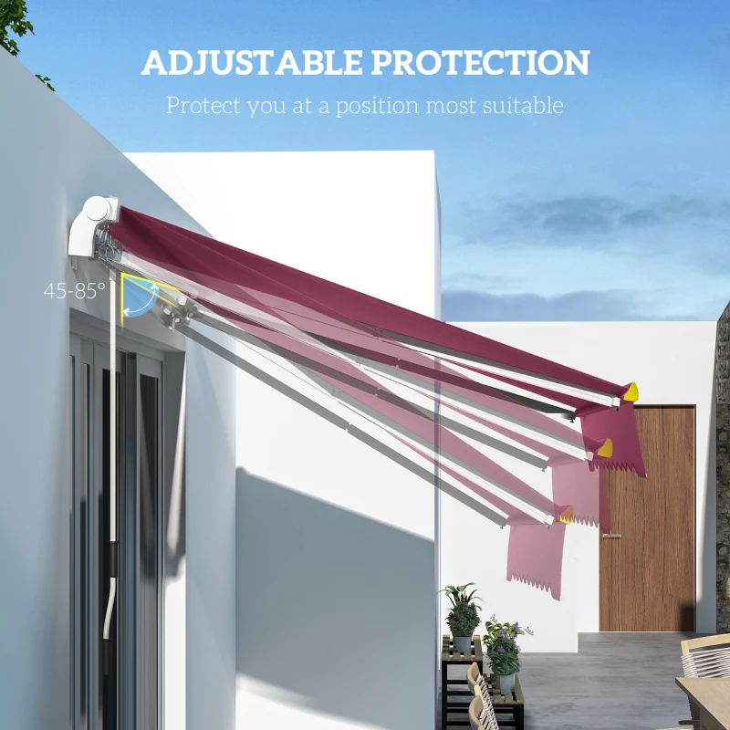 Outsunny 8' x 6.5' Manual Retractable Awning with LED Lights, Aluminum Sun Canopies for Patio Door Window, Wine Red
