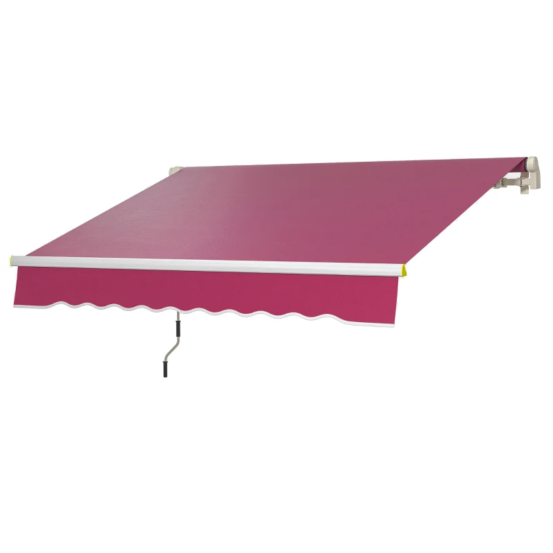 Outsunny 8' x 6.5' Manual Retractable Awning with LED Lights, Aluminum Sun Canopies for Patio Door Window, Wine Red