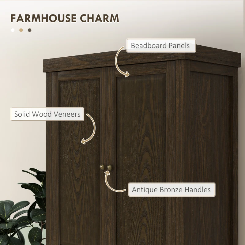 HOMCOM 72.5" Kitchen Pantry Cabinet, Tall Storage Cabinet with Doors, Drawer, and Adjustable Shelves, Distressed Espresso