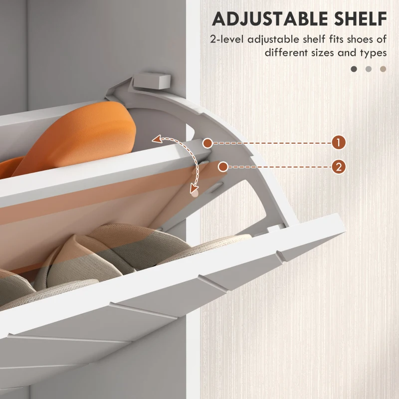 HOMCOM Modern Shoe Storage Cabinet with 3 Flip Drawers for 18 Pairs, Narrow Shoe Organizer for Entryway, Hallway, White