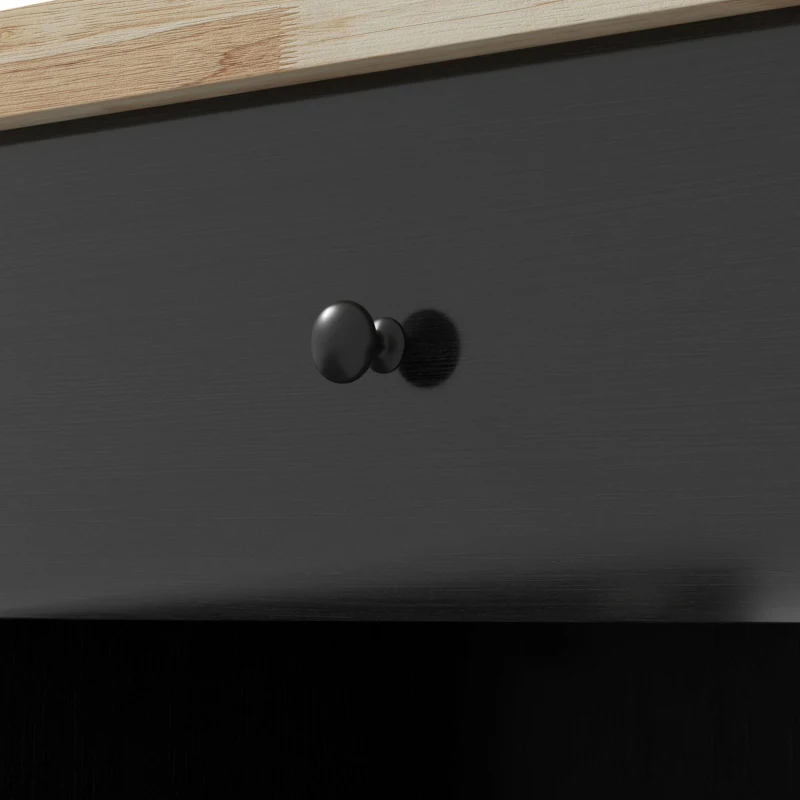 HOMCOM Farmhouse Rolling Island with Wheels for Kitchen, Wood Breakfast Bar Kitchen Island on Rollers, Drawer and Doors, Black