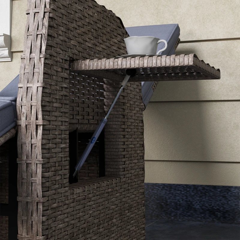 Outsunny Outdoor Recliner Chair with Adjustable Backrest & Footrest, Cushion, Side Tray, Grey