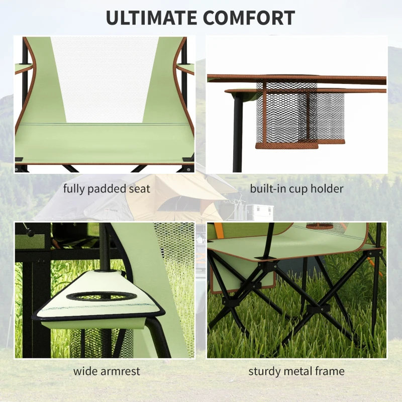 Outsunny Camping Folding Chair Portable Rocking Chair w/ Armrest & Cup Holder Compact and Sturdy in a Bag for Outdoor, Beach, Picnic, Hiking, Travel, Green