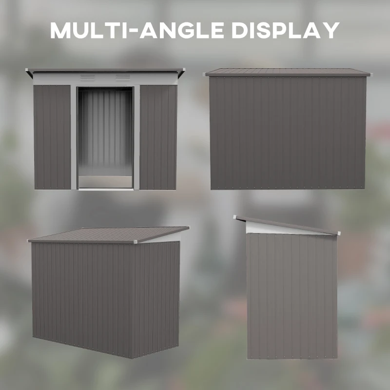 Outsunny 8' x 4' Metal Garden Shed, Backyard Tool Storage Shed with Dual Locking Doors, 2 Air Vents and Steel Frame, Silver