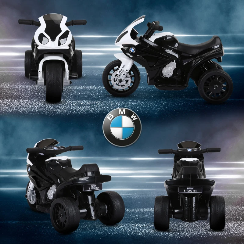 Aosom Kids Motorcycle, 6V Battery Powered Toddler Motorcycle with Headlight, Music, 3 Wheels Electric Motorcycle for Kids, Licensed BMW, Gift for Boys & Girls -Black