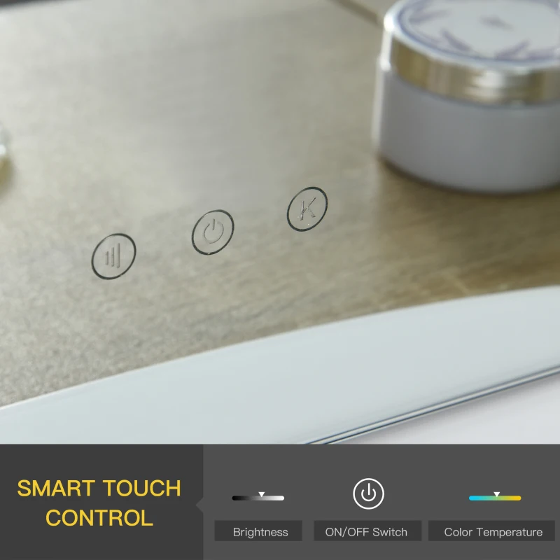 HOMCOM, Hollywood Lighted Makeup Mirror with 12 Dimmable LED Bulbs, 3 Color Lighting Modes, Touch Control Design for Cosmetic Dressing Table, White