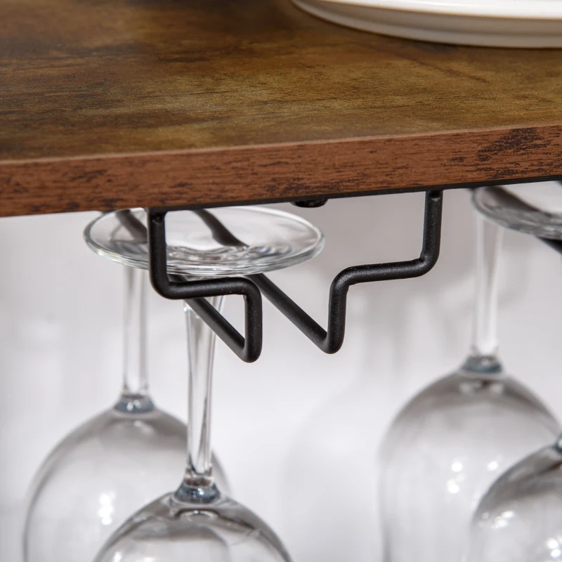 HOMCOM Freestanding Wine Rack, 20-bottle Wine Bar Cabinet, Barker's Rack with Glass Holders and Bottle Storage, Rustic Brown