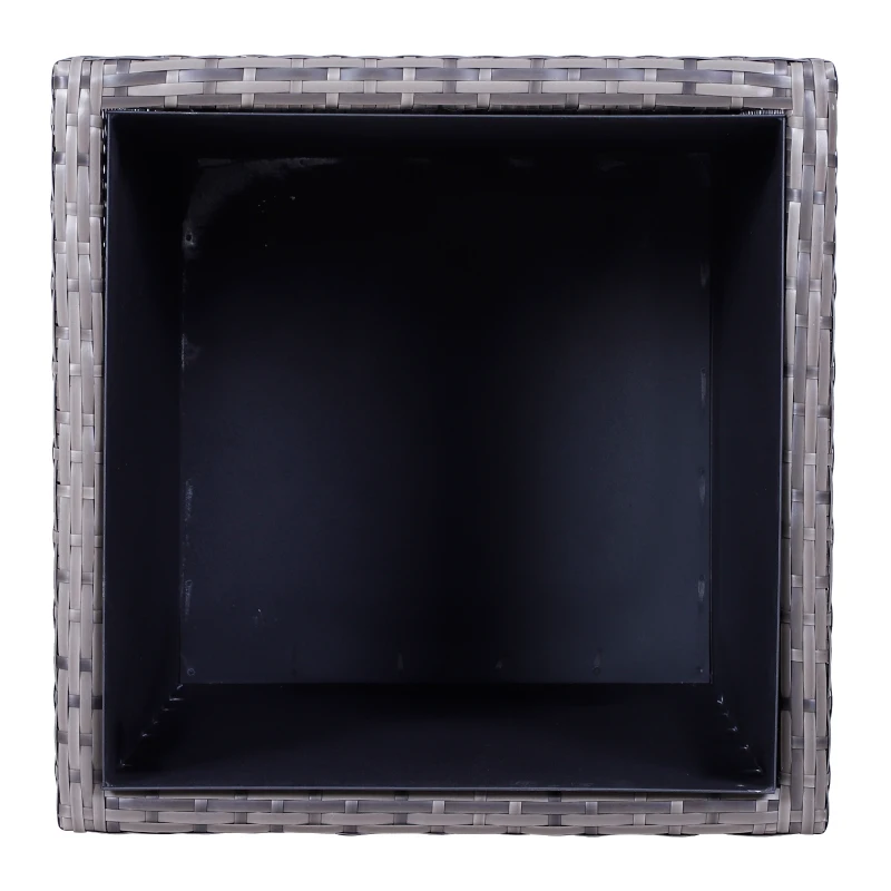 Outsunny Square PE Rattan FlowerPot Two Piece for Indoor or Outdoor Plants