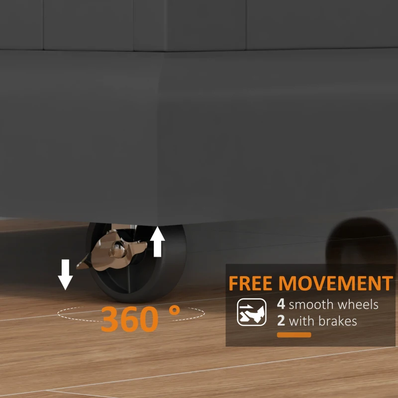 HOMCOM Foldable Kitchen Island with Storage Drawer, Farmhouse Rolling Utility Cart on Wheels with Drop-Leaf Wood Top, Black