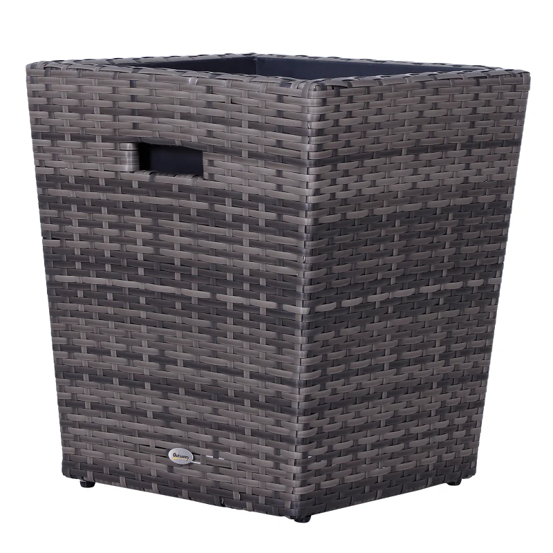 Outsunny Square PE Rattan FlowerPot Two Piece for Indoor or Outdoor Plants