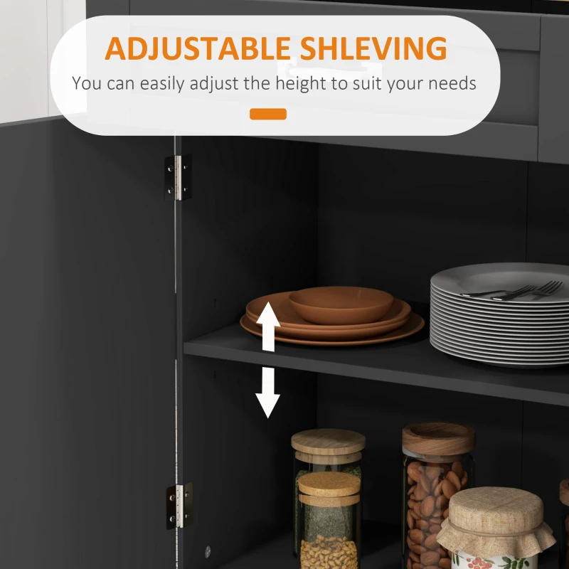 HOMCOM Foldable Kitchen Island with Storage Drawer, Farmhouse Rolling Utility Cart on Wheels with Drop-Leaf Wood Top, Black