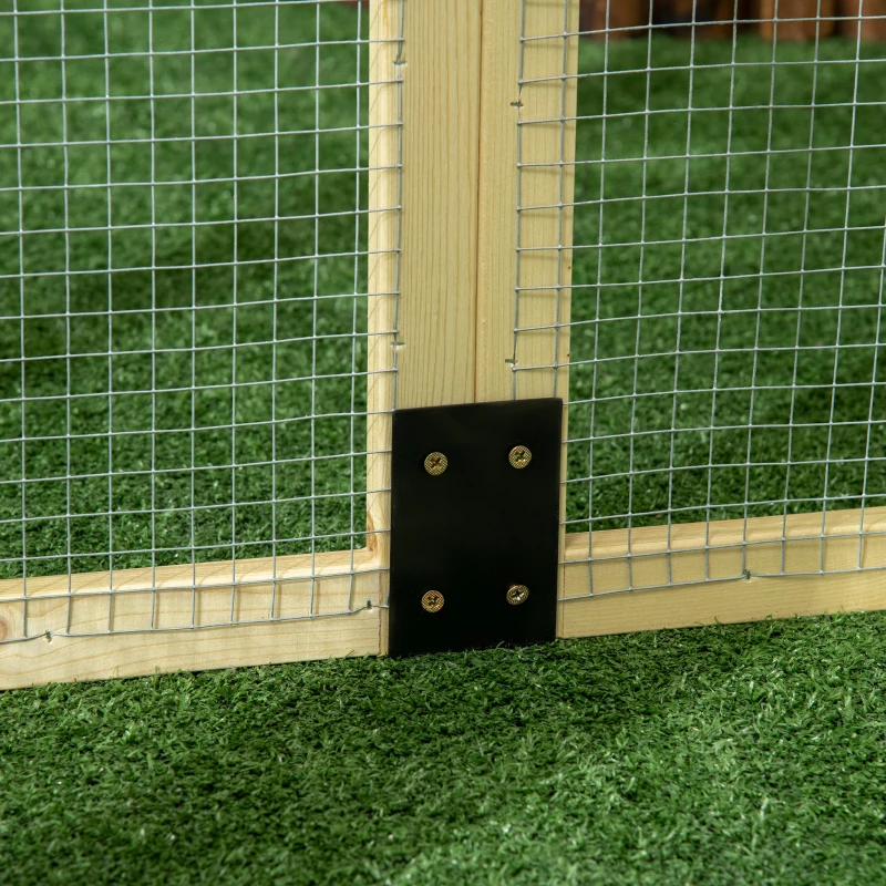 PawHut Wooden Chicken Coop Run, Combinable Design with Perches, Natural - Spacious & Secure Outdoor Area for Hens