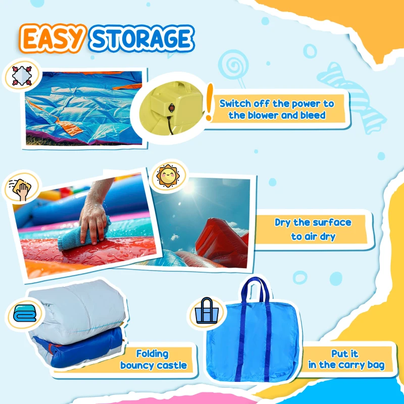 Outsunny 13.8 x 12FT Large Inflatable Water Slide Bouncy Castle, Narwhals Style Kids Bounce House with 450W Blower, Slide, Trampoline, Pool, Water Cannons, Climbing Wall, Carry Bag