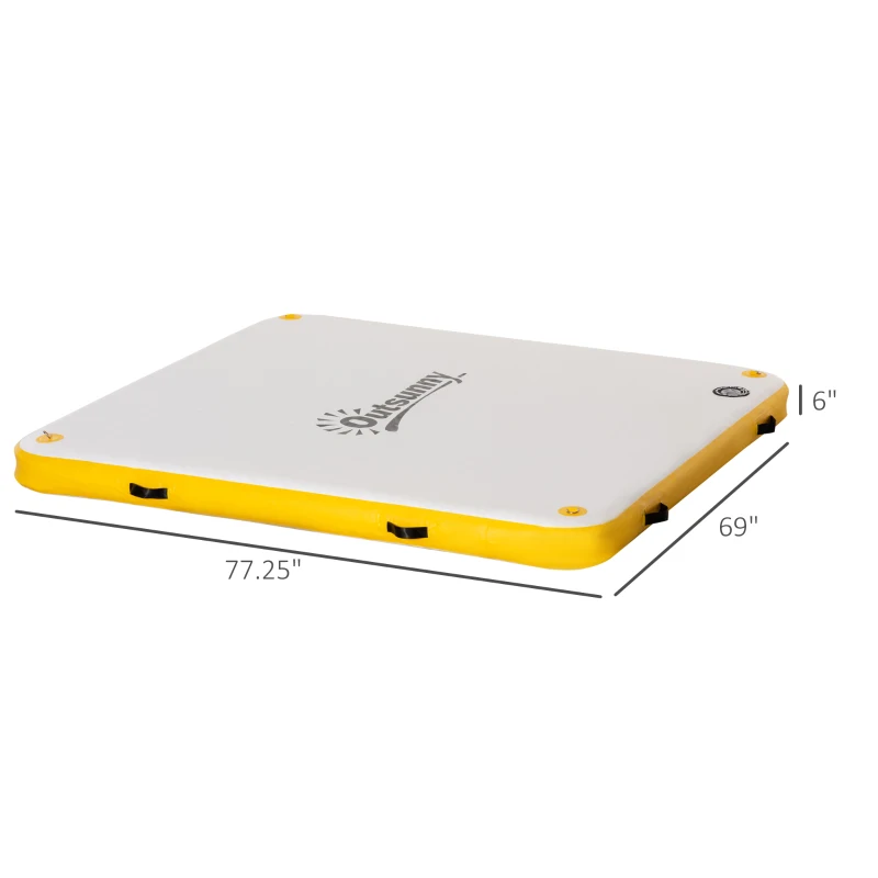 Outsunny 6.5' x 6' Inflatable Floating Dock, Up to 5 People, Yellow