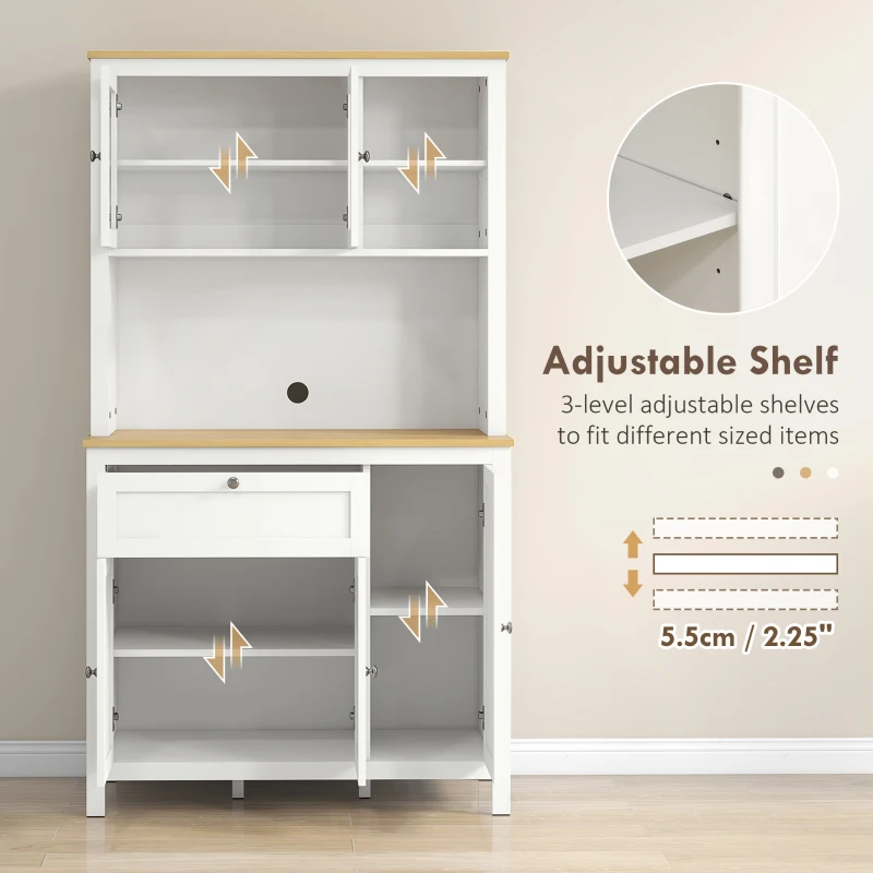 HOMCOM 71" 5-Door Kitchen Pantry Cabinet, Freestanding Storage Cabinet Cupboard with Adjustable Shelves, White