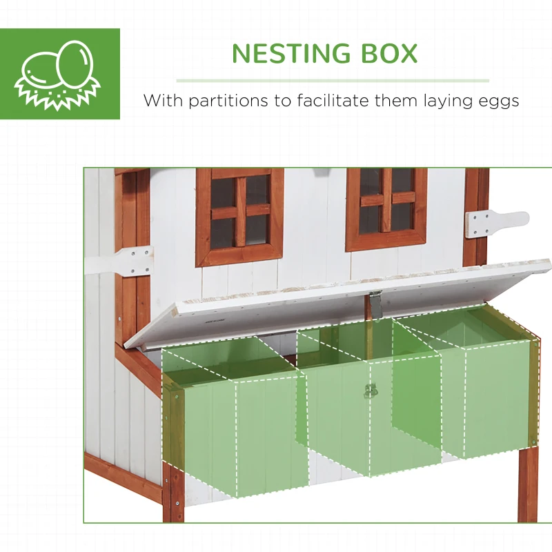 PawHut 43" Chicken Coop Wooden Chicken House Rabbit Hutch Raised Poultry Cage Portable Hen Pen Backyard With Nesting Box And Handles