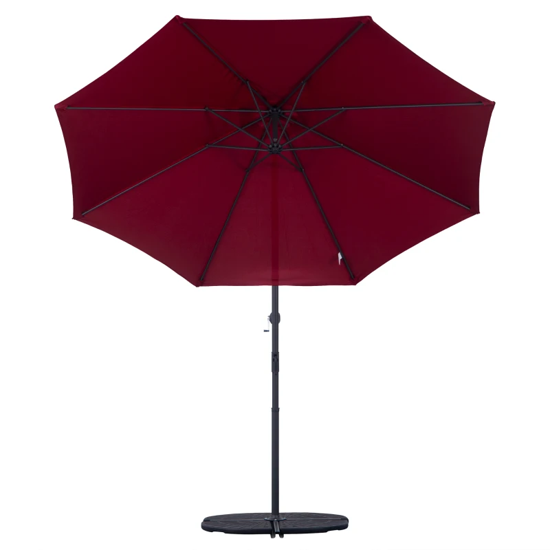 Outsunny 10' Cantilever Patio Umbrellas with UV and Water Resistant for Patio & Backyard Comfortable Red