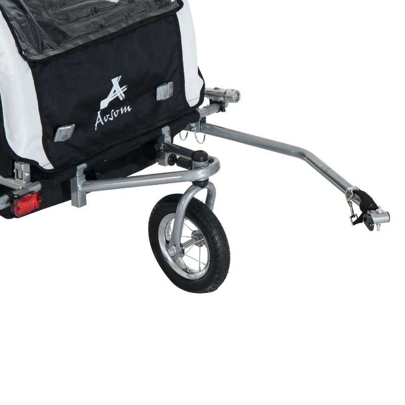 Aosom Elite 360 Swivel Bike Trailer for Kids Double Child Two-Wheel Bicycle Cargo Trailer With 2 Security Harnesses, White