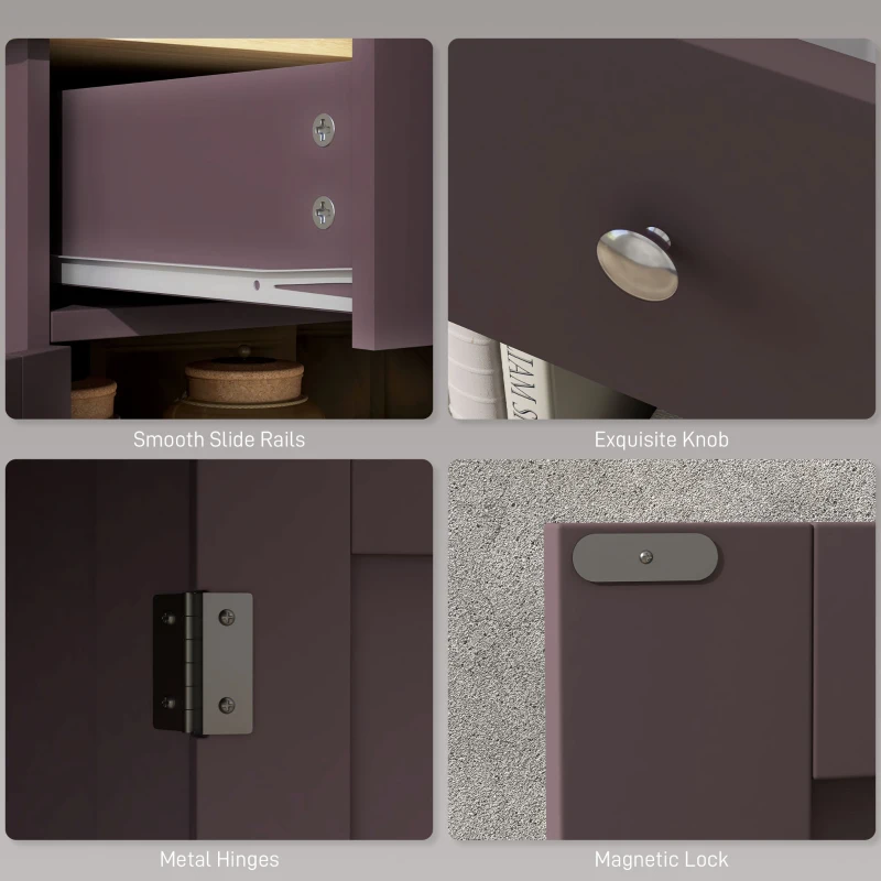 HOMCOM Kitchen Storage Cabinet, Sideboard Floor Cupboard with Solid Wood Top, Adjustable Shelf, and 2 Drawers, Coffee