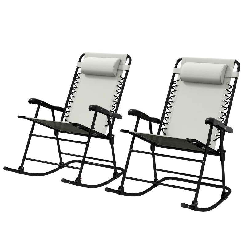 Outsunny Outdoor Rocking Chair Set of 2, Patio Folding Lawn Rocker Set ...