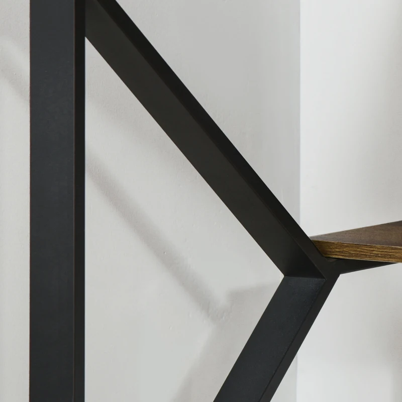 HOMCOM 47 Inch Industrial Writing Desk with Storage Shelf, Computer Desk with K-Shaped Steel Frame and Adjustable Footpads for Office, Black/Brown