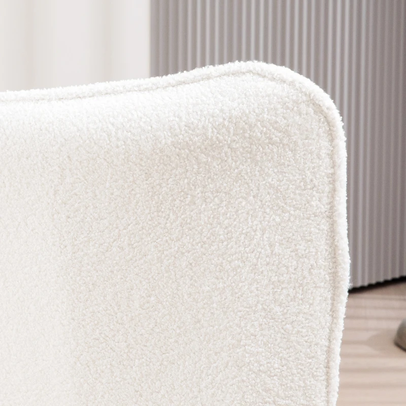 HOMCOM Accent Sherpa Chair, Upholstered Armchair, Fluffy Wingback Chair for Living Room, Reading Room, Cream White