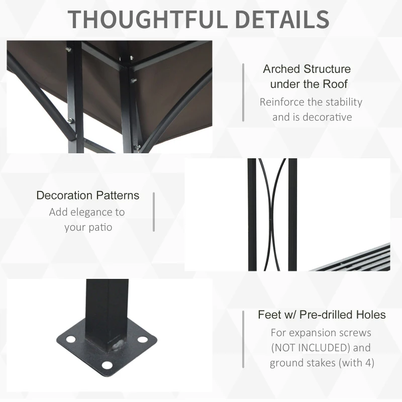 Outsunny 8' x 5' Grill Gazebo Double Tiered Tent Pavilion Grill Canopy Garden Sun Shade with 2-Tires Shelf