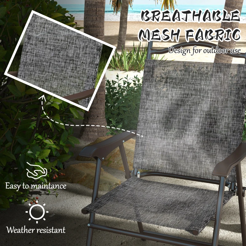 Outsunny 4 Pieces Folding Patio Camping Chairs Set, Sports Chairs for Adults with Armrest, Mesh Fabric Seat for Lawn