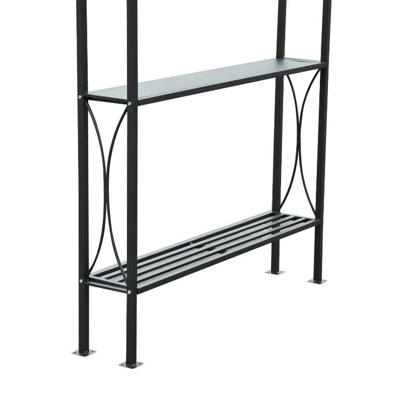 Outsunny 8' x 5' Grill Gazebo Double Tiered Tent Pavilion Grill Canopy Garden Sun Shade with 2-Tires Shelf