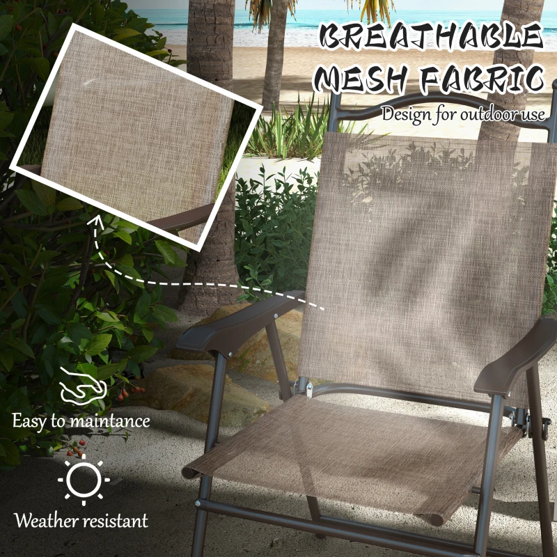 Outsunny 4 Pieces Folding Patio Camping Chairs Set, Sports Chairs for Adults with Armrest, Mesh Fabric Seat for Lawn