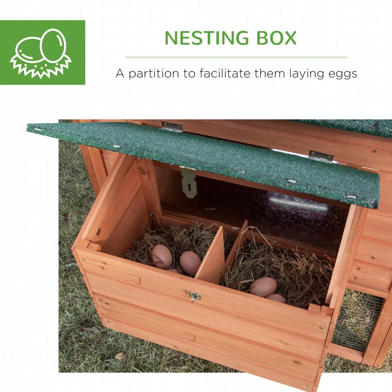 PawHut 69" Chicken Coop Wooden Hen House Rabbit Hutch Poultry Cage Pen Outdoor Backyard with Outdoor Run Resting Nesting Box Removable Tray Waterproof Asphalt Roof Lockable Door Yellow and Green