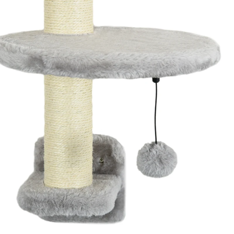 PawHut 3PCs Cat Shelves with Hammock, Scratching Posts, Platforms, Grey