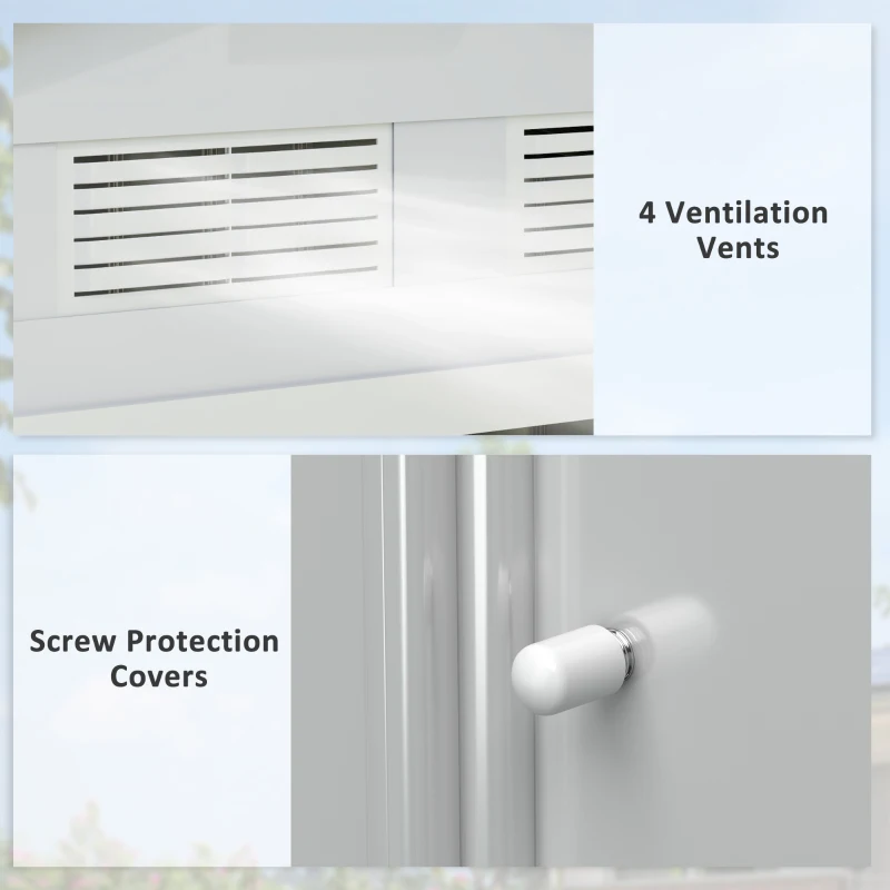 Outsunny 7'x4' Outdoor Steel Shed Garden Storage Organizer, White - Secure Space for Tools & Equipment