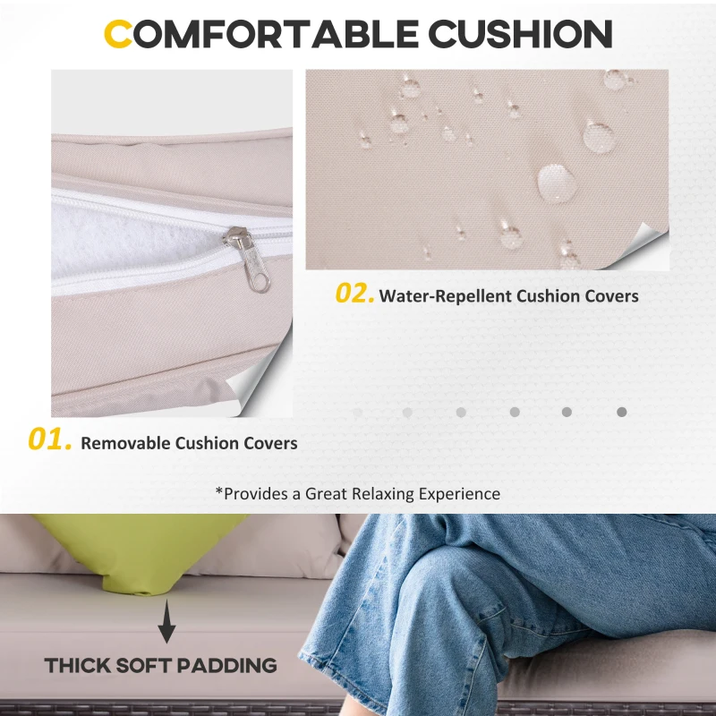 Outsunny 6pcs Outdoor Wicker Sectioanal Set All Weather Wicker Rattan Conversation Coffee Table Chair Garden Lounging Sofa Set Patio Furniture