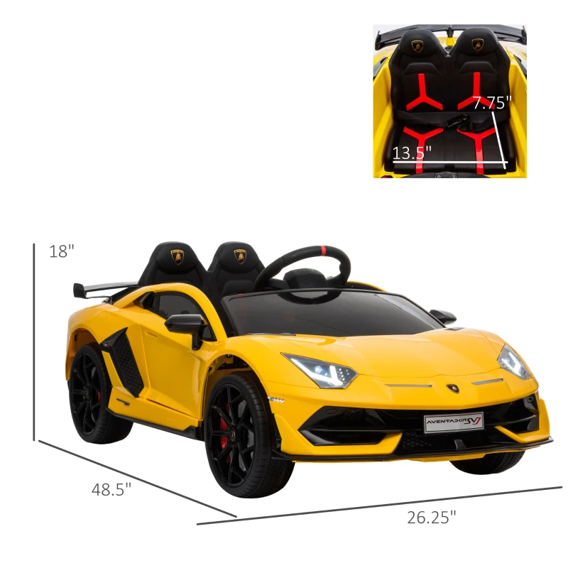 Aosom Compatible 12V Battery-powered Kids Electric Ride On Car Toy with Parental Remote Control Music Lights Bluetooth Suspension Wheels for 3-8 Years Old Yellow