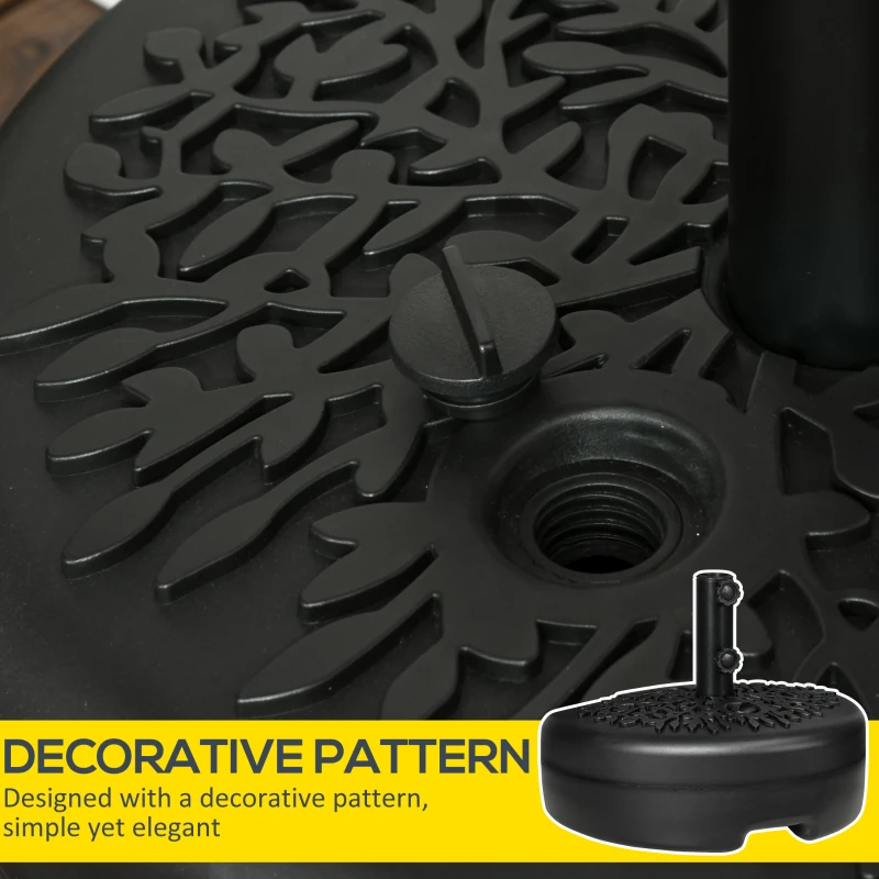 Outsunny Plastic Half Round Umbrella Base, Sand or Water Filled Half Patio Umbrella Stand Holder 40lb Water or 46lb Sand, Black